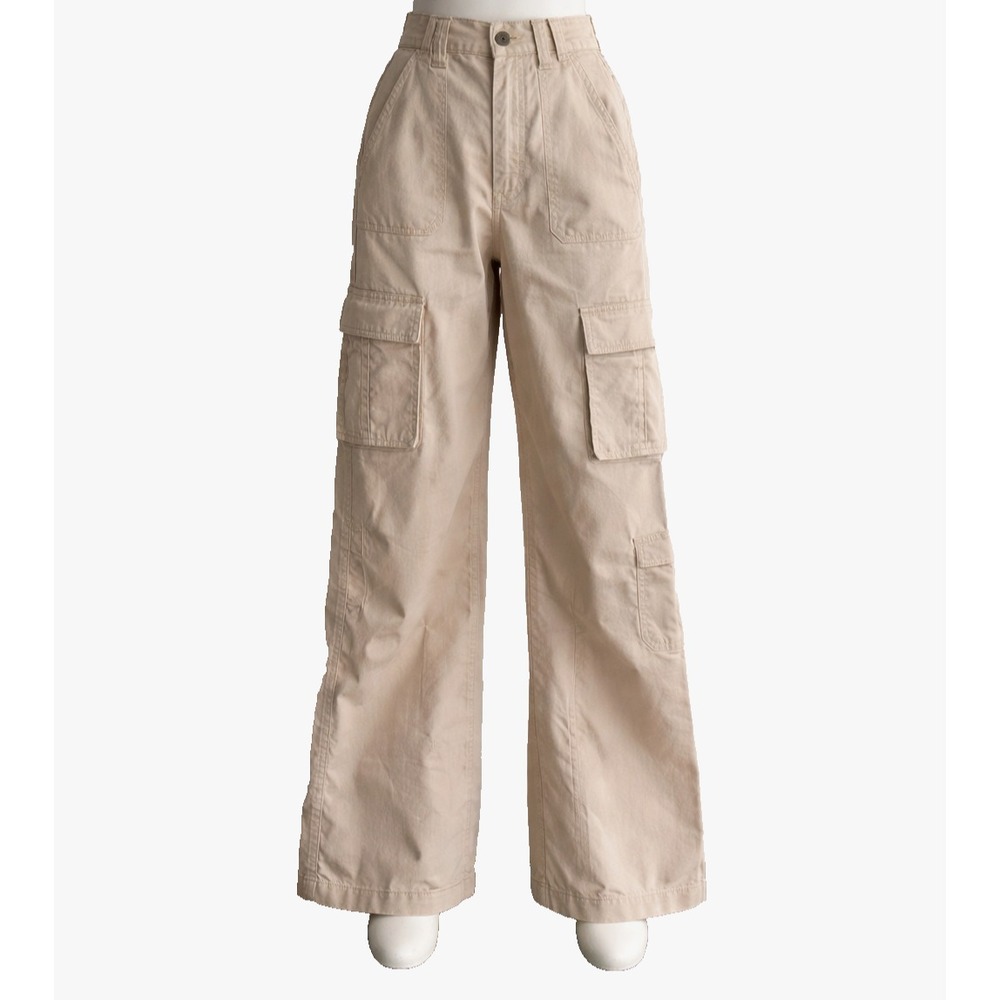 Hollister Women's Ultra Hihg-Rise‎ Baggy 3-Pocket Cargo Pants Beige Sz 25S